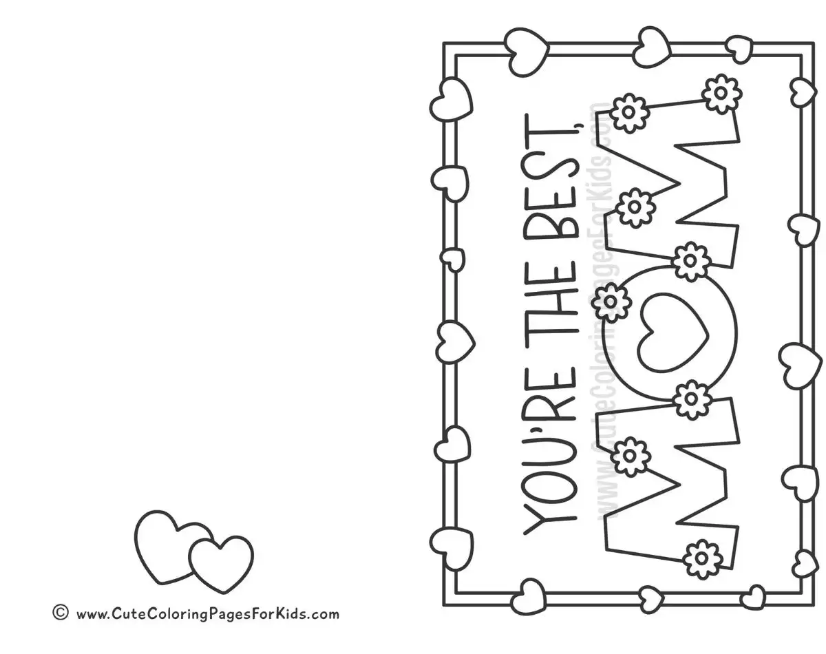 Mother's day coloring card printable for kids to color
