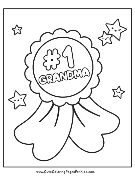 coloring page for Grandma with picture of #1 Grandma ribbon