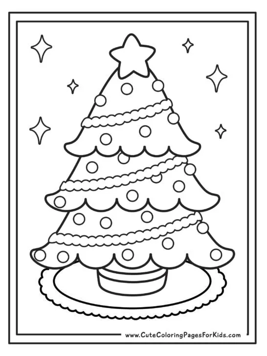 simple Christmas tree coloring page
