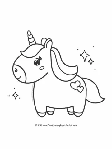 cute unicorn coloring page with simple lines for easy coloring