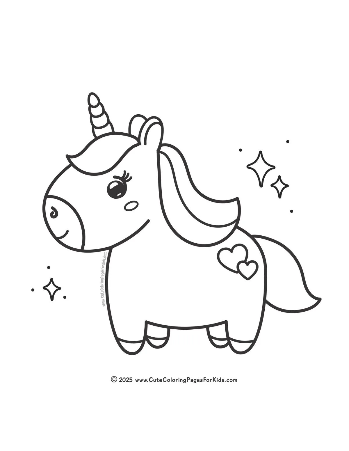 easy unicorn coloring page with cute and simple elements
