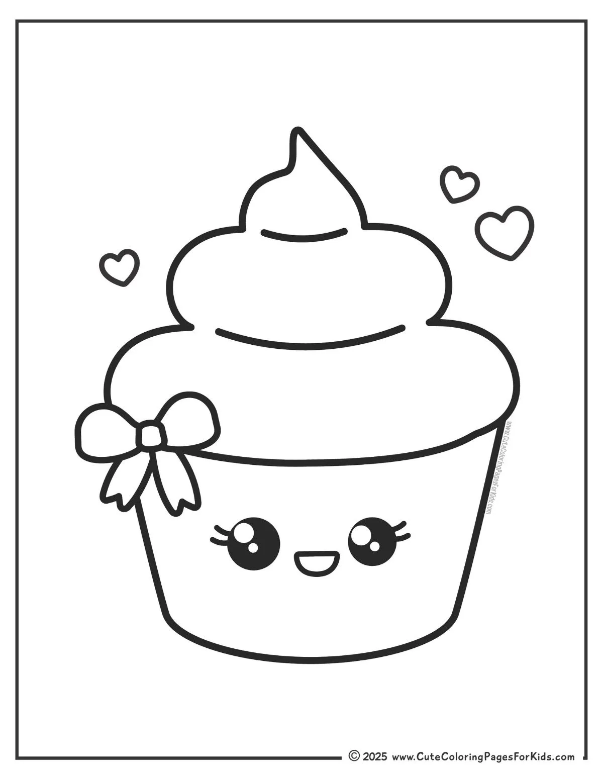 easy cupcake coloring page for preschool and toddlers