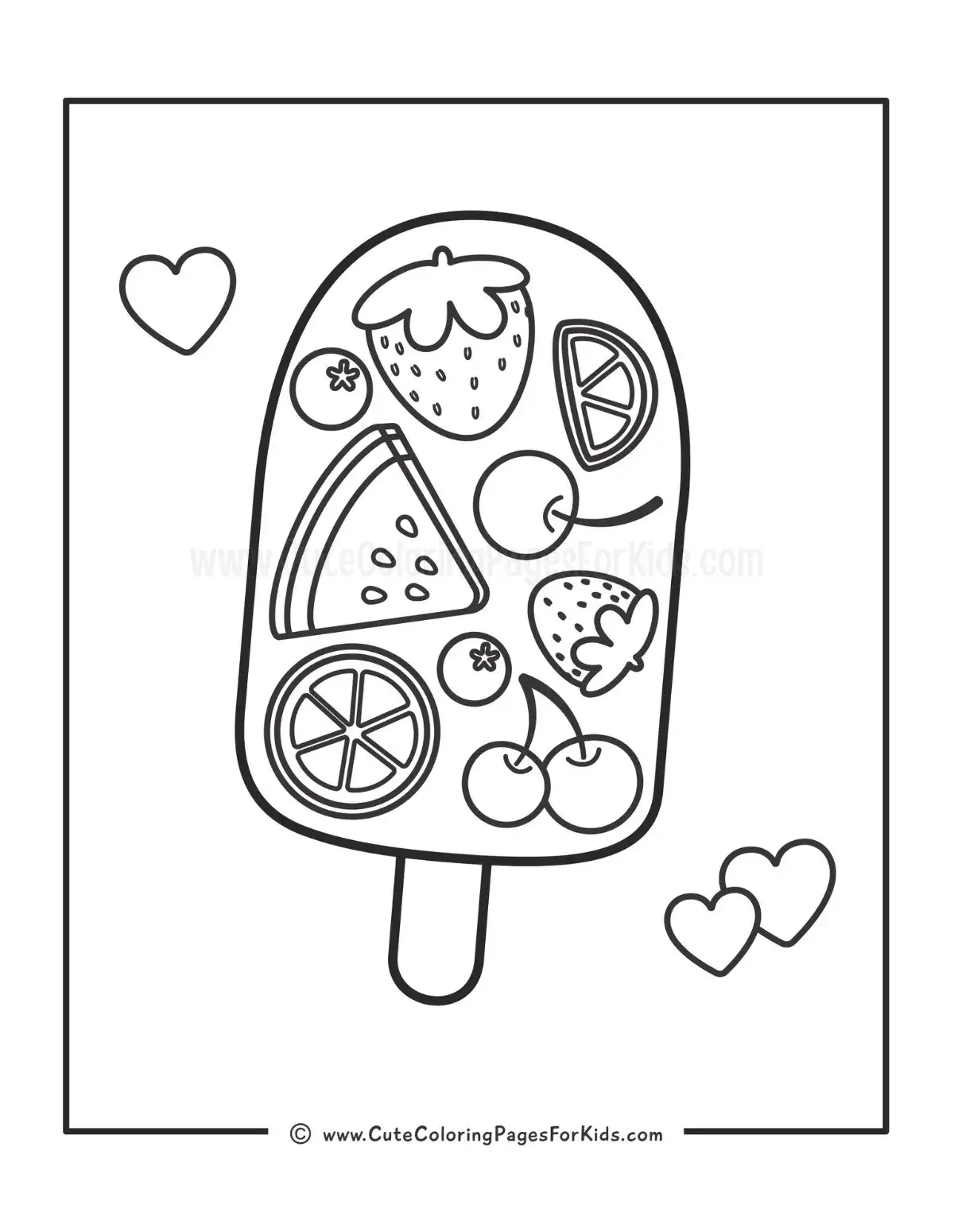 fruit popsicle coloring page
