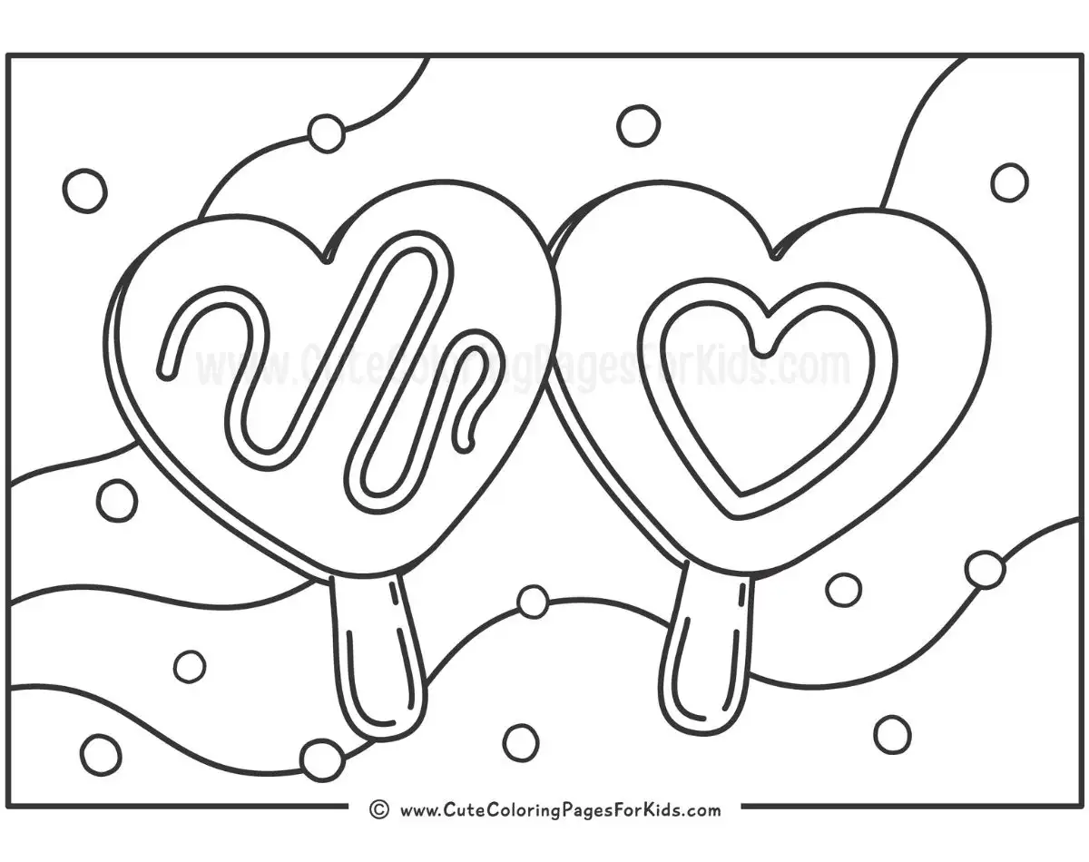 heart popsicles coloring page