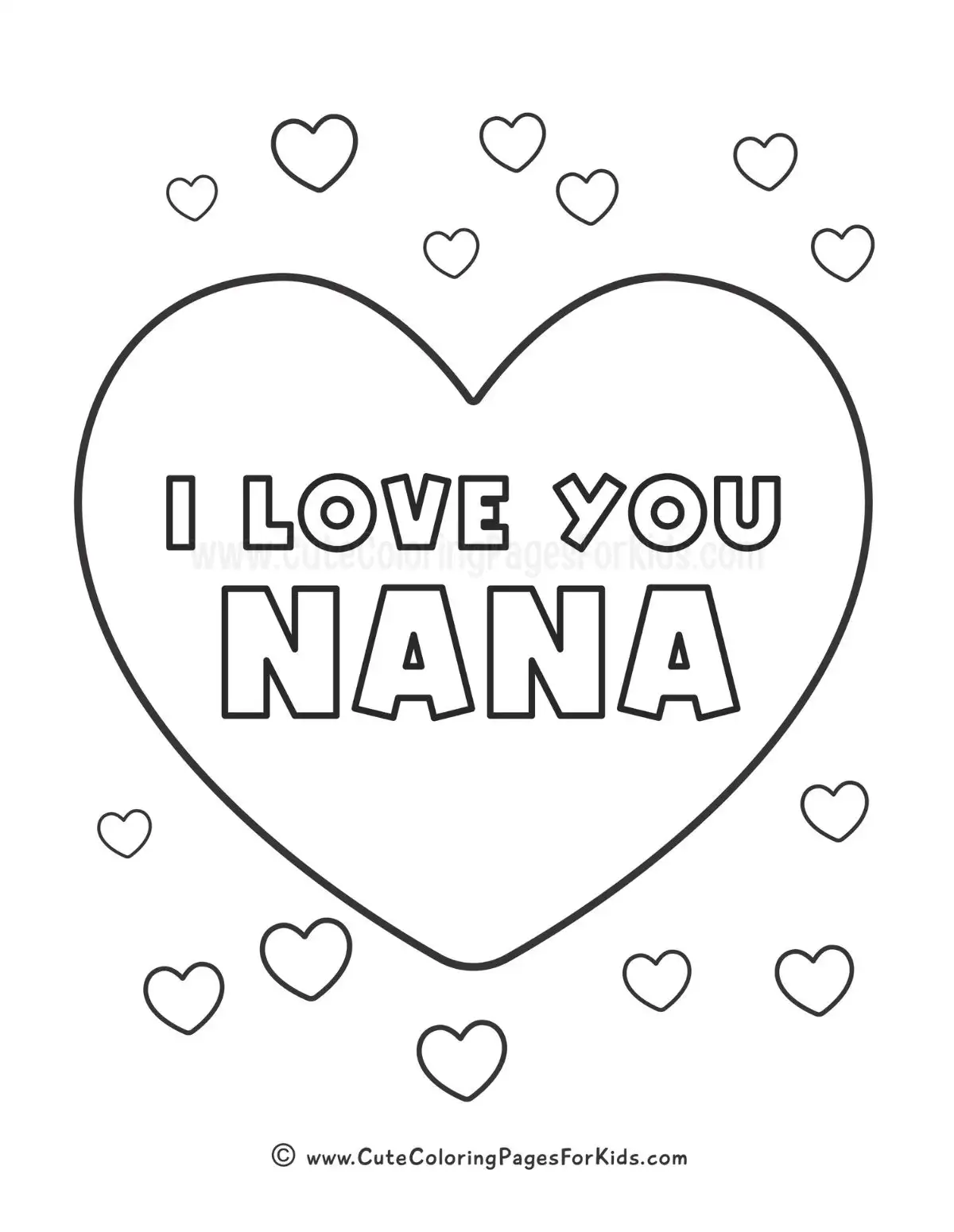 i love you nana coloring page for kids