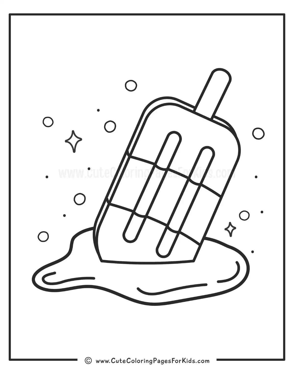 melting popsicle coloring page