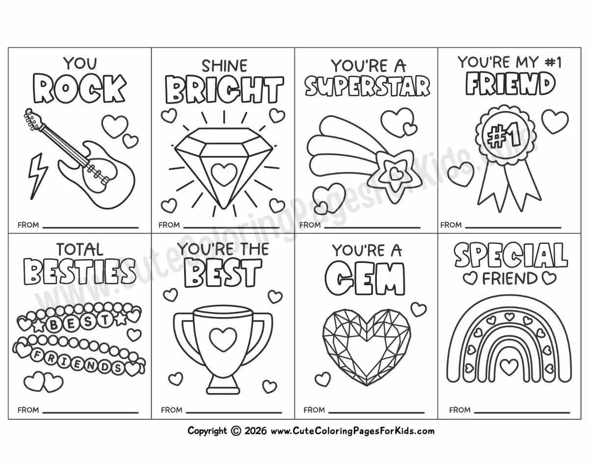 friendship valentines to color