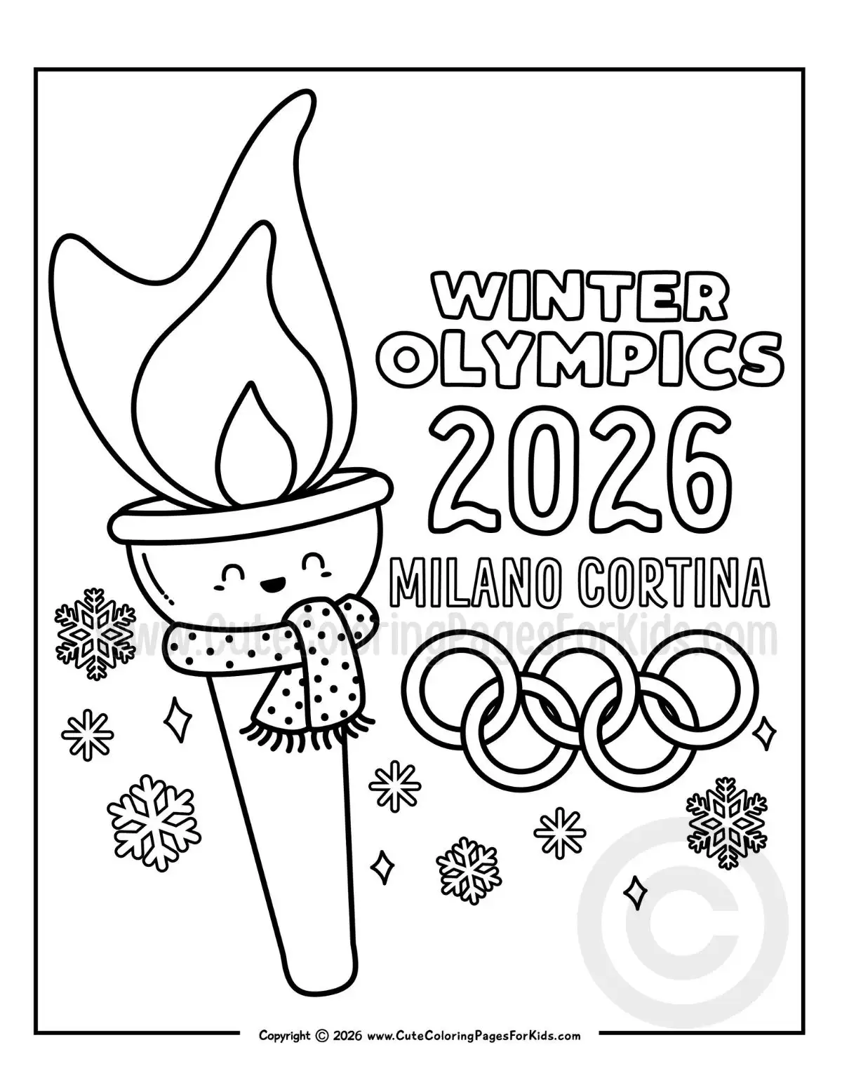 coloring page with torch for the winter olympics
