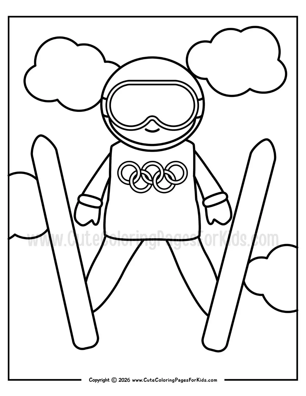 olympic ski jumper coloring page