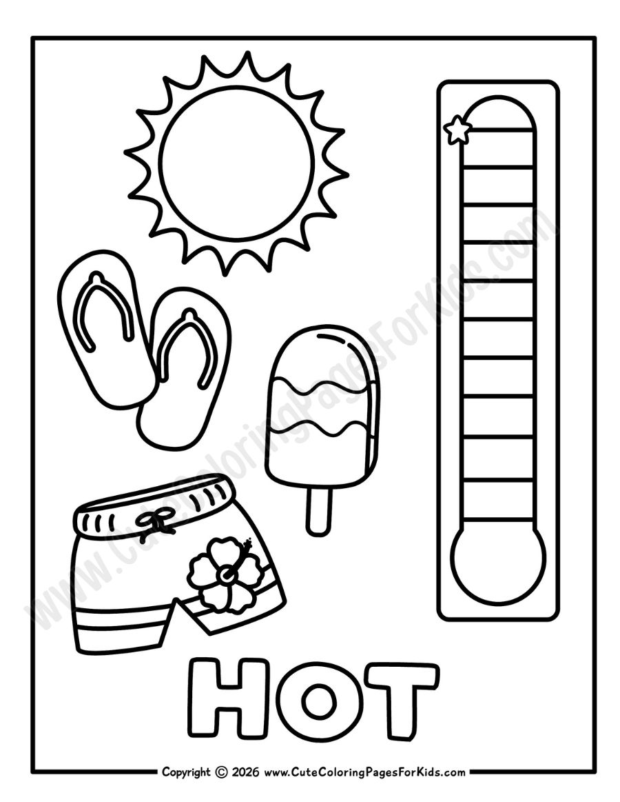 hot temperature coloring page for kids